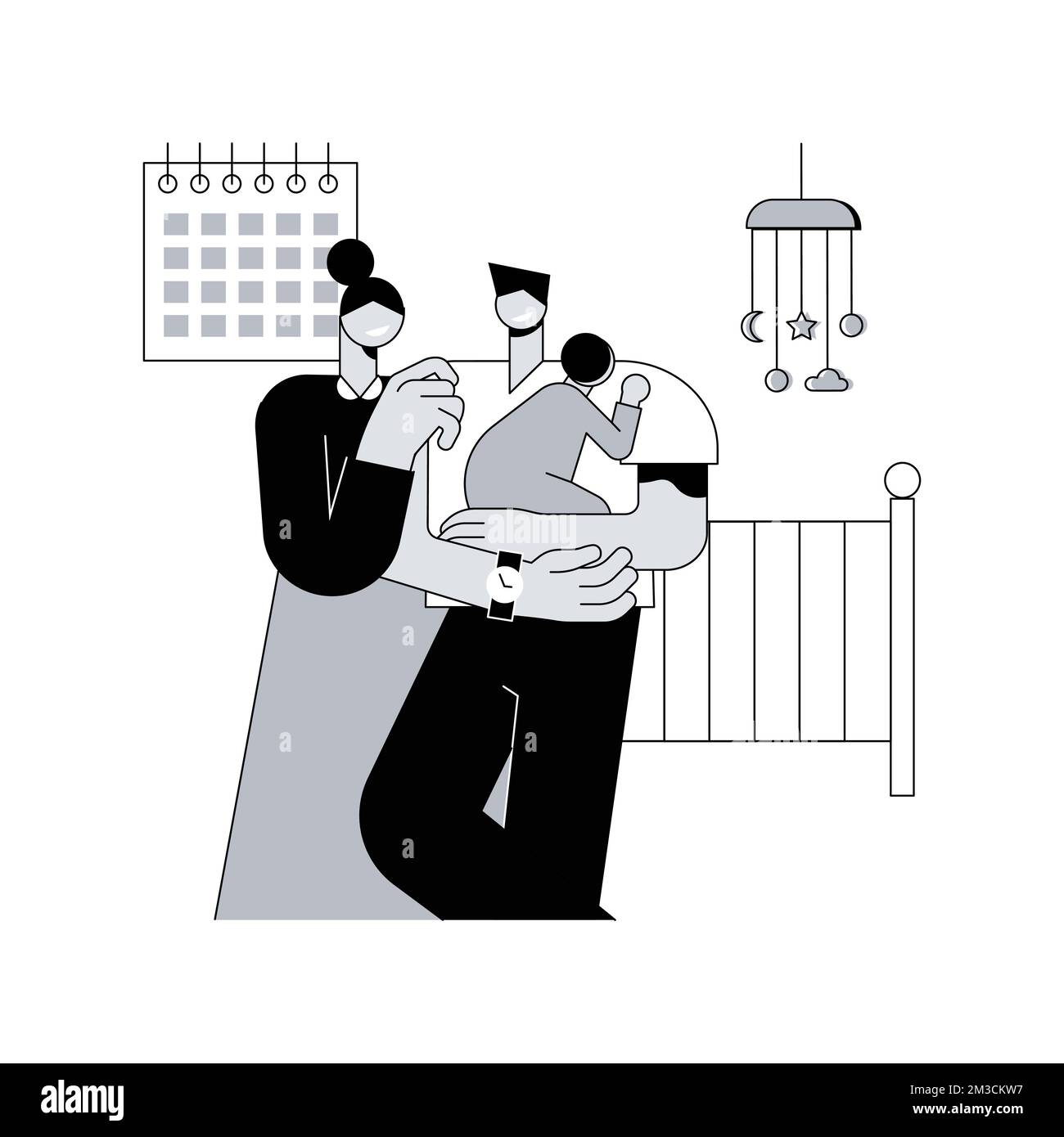 Parental leave abstract concept vector illustration. Family maternity paternity leave, happy