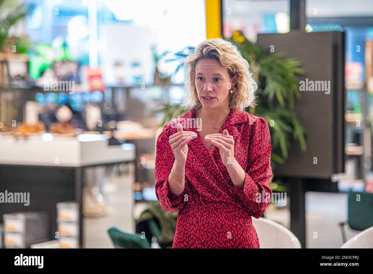 New Schoenen Torfs CEO Lise Conix is seen at a press conference of the Schoenen  Torfs footwear company, Wednesday 28 September 2022 in Aartselaar, to  present their new CEO. Outgoing CEO Torfs