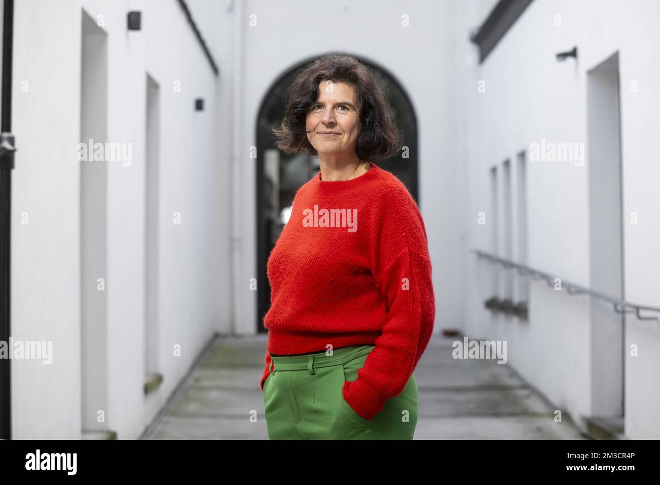 Nele Van Canneyt poses for the photographer during celebrations to mark the 25th anniversary of the EVA European Visual Artists lobby group, Wednesday 28 September 2022 in Brussels. BELGA PHOTO HATIM KAGHAT Stock Photo