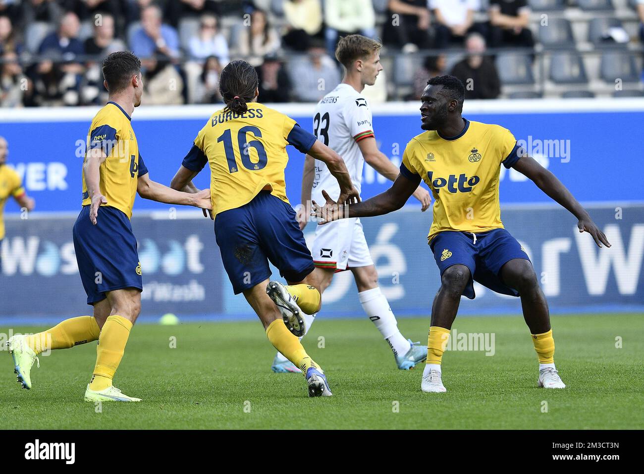 Union's Christian Burgess celebrates after scoring during a soccer