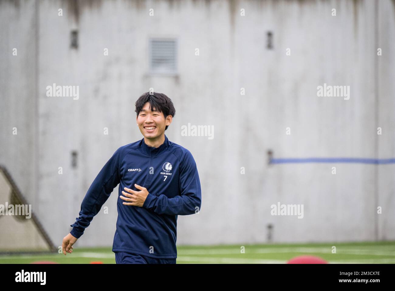 Gent's Hyunseok Hong pictured during a training session of Belgian soccer team KAA Gent, Wednesday 05 October 2022 in Gent, in preparation of tomorrow's game against Swedish team Djurgardens IF on day three of the Uefa Europa Conference League group stage. BELGA PHOTO JASPER JACOBS Stock Photo