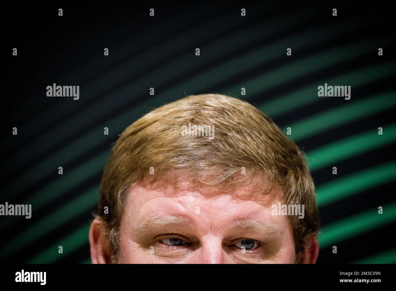 Gent's head coach Hein Vanhaezebrouck pictured during a press conference of Belgian soccer team KAA Gent, Wednesday 05 October 2022 in Gent, in preparation of tomorrow's game against Swedish team Djurgardens IF on day three of the Uefa Europa Conference League group stage. BELGA PHOTO JASPER JACOBS Stock Photo