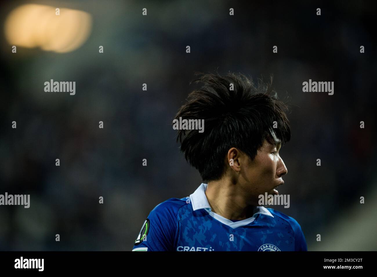 Gent's Hyunseok Hong pictured in action during a soccer match between Belgian KAA Gent and Swedish Djurgardens IF, Thursday 06 October 2022 in Gent, on day three of the UEFA Europa Conference League group stage. BELGA PHOTO JASPER JACOBS Stock Photo