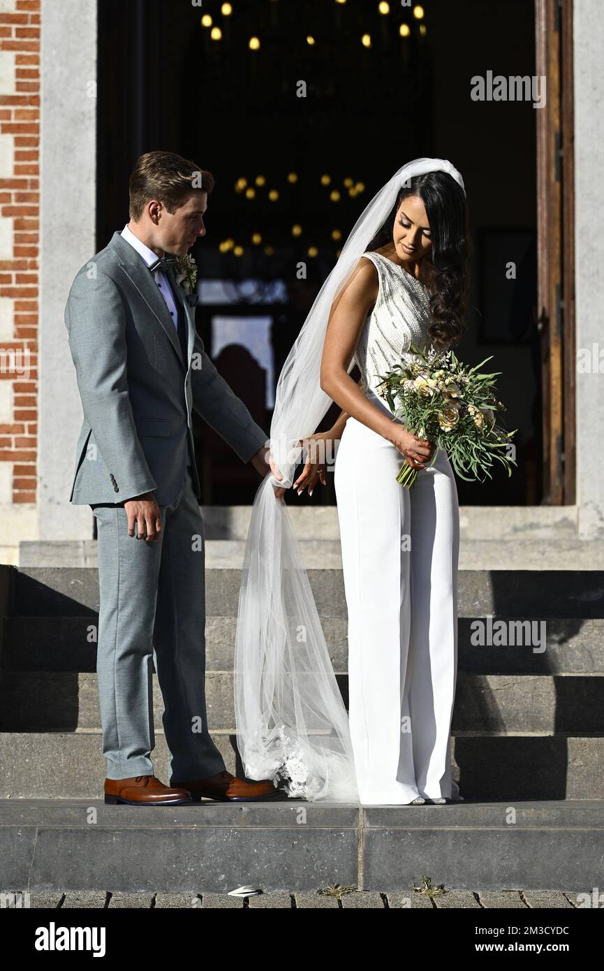 Newly Weds Belgian Remco Evenepoel And Oumaima Oumi Rayane Pictured 