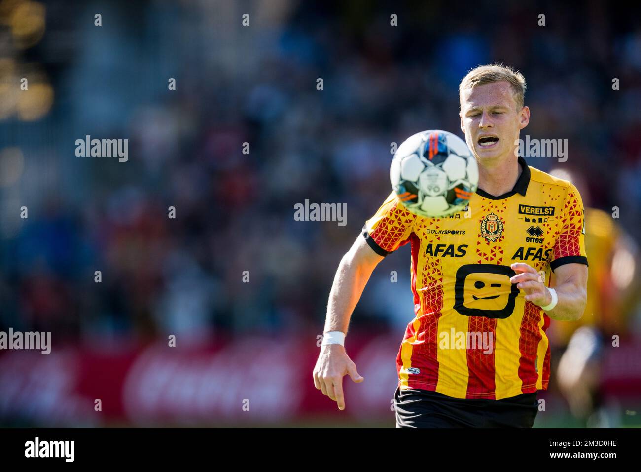 Mechelen's Nikola Storm pictured in action during a soccer match between KV Mechelen and RSC Anderlecht, Sunday 09 October 2022 in Mechelen, on day 11 of the 2022-2023 'Jupiler Pro League' first division of the Belgian championship. BELGA PHOTO JASPER JACOBS Stock Photo