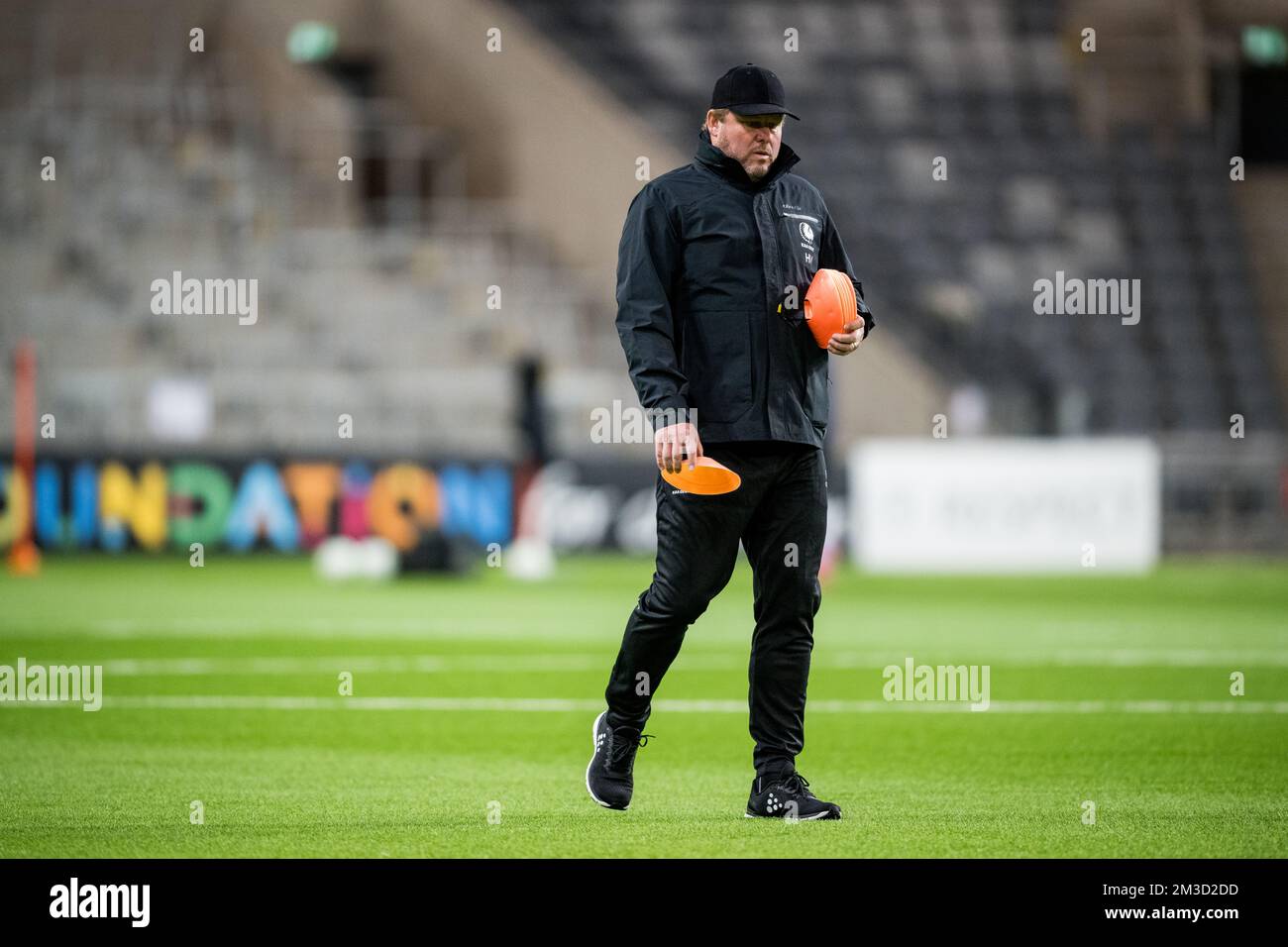 Gent's head coach Hein Vanhaezebrouck pictured in action during a training session of Belgian soccer team KAA Gent, Wednesday 12 October 2022 in Johanneshov, Stockholm, Sweden, in preparation of tomorrow's game against Swedish team Djurgardens IF on day four of the Uefa Europa Conference League group stage. BELGA PHOTO JASPER JACOBS Stock Photo