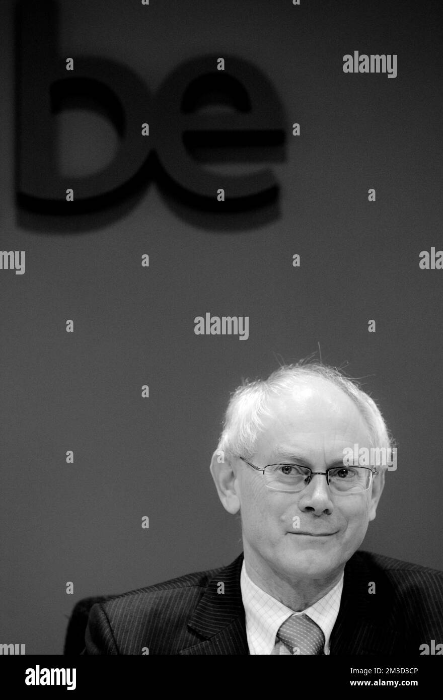 Belgian Prime Minister Herman Van Rompuy gives a press conference after his speech about the general budget the federal parliament in Brussels on 13th October 2009 Stock Photo