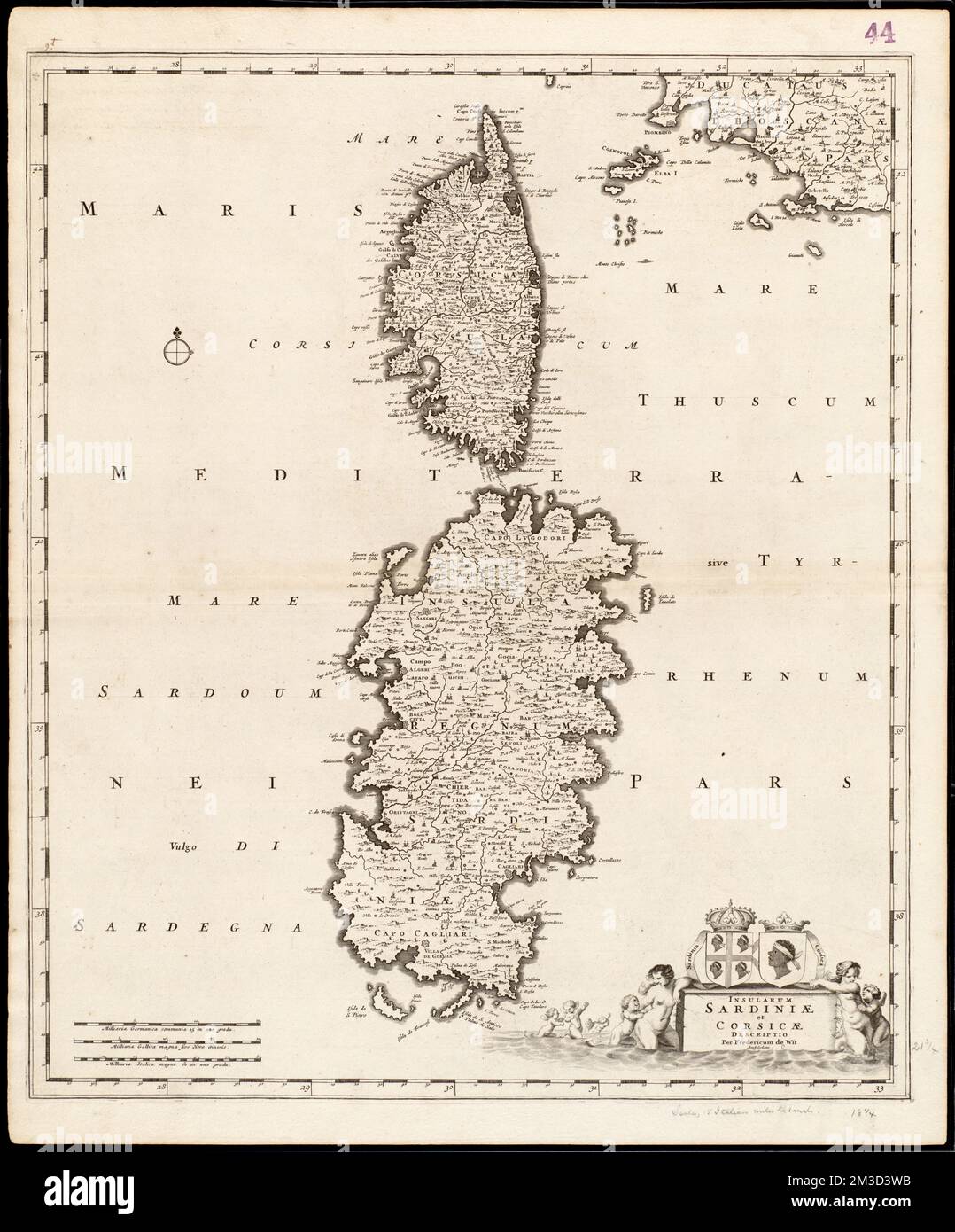 Insularum Sardiniae et Corsicae , Sardinia Italy, Maps, Early works to 1800, Corsica France, Maps, Early works to 1800 Norman B. Leventhal Map Center Collection Stock Photo