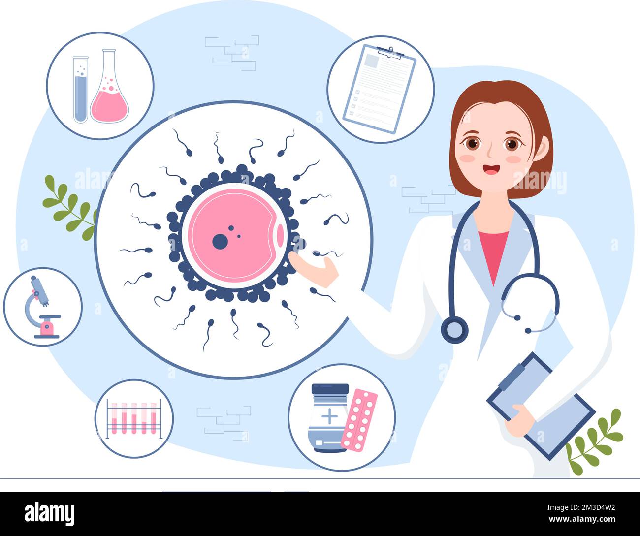 Fertility Clinic on Infertility Treatment for Couples and Handles in Vitro Fertilization Programs in Flat Cartoon Hand Drawn Templates Illustration Stock Vector