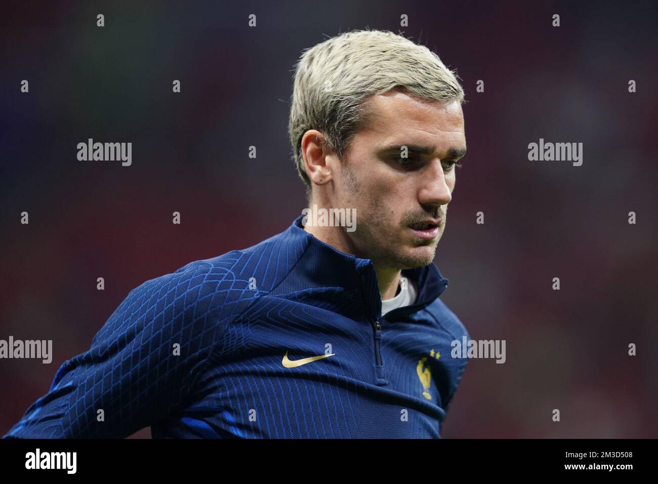 DOHA, QATAR - DECEMBER 14: Player of France Antoine Griezmann warms up before the FIFA World Cup Qatar 2022 Semi-finals match between France and Morocco at Al Bayt Stadium on December 14, 2022 in Al Khor, Qatar. (Photo by Florencia Tan Jun/PxImages) Credit: Px Images/Alamy Live News Stock Photo