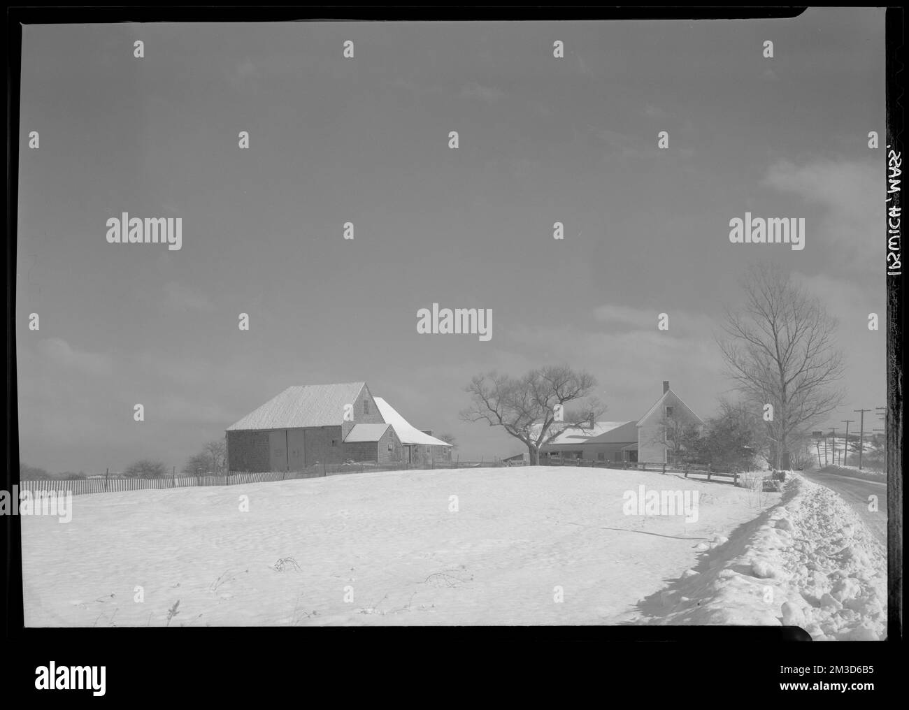 Ipswich, farm in snow , Architecture, Farms, Snow. Samuel Chamberlain