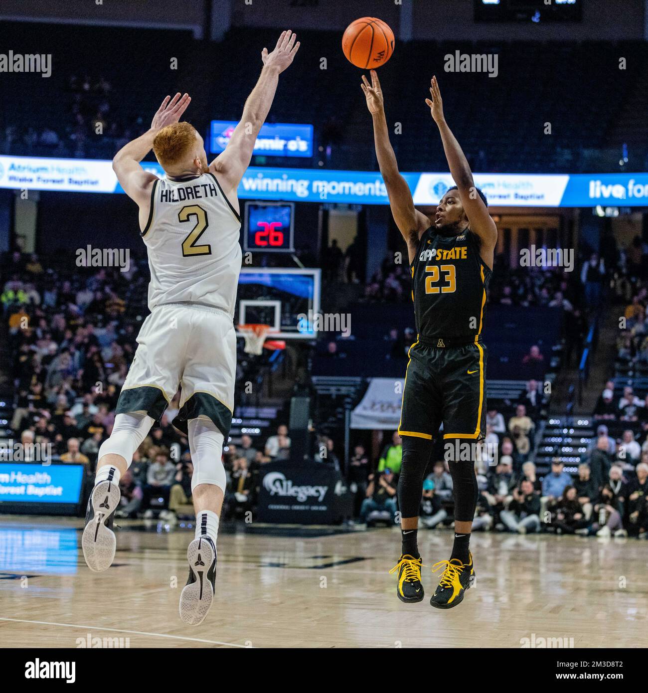 December 14, 2022 Wake Forest Demon Deacons guard Cameron Hildreth (2) guards the shot from