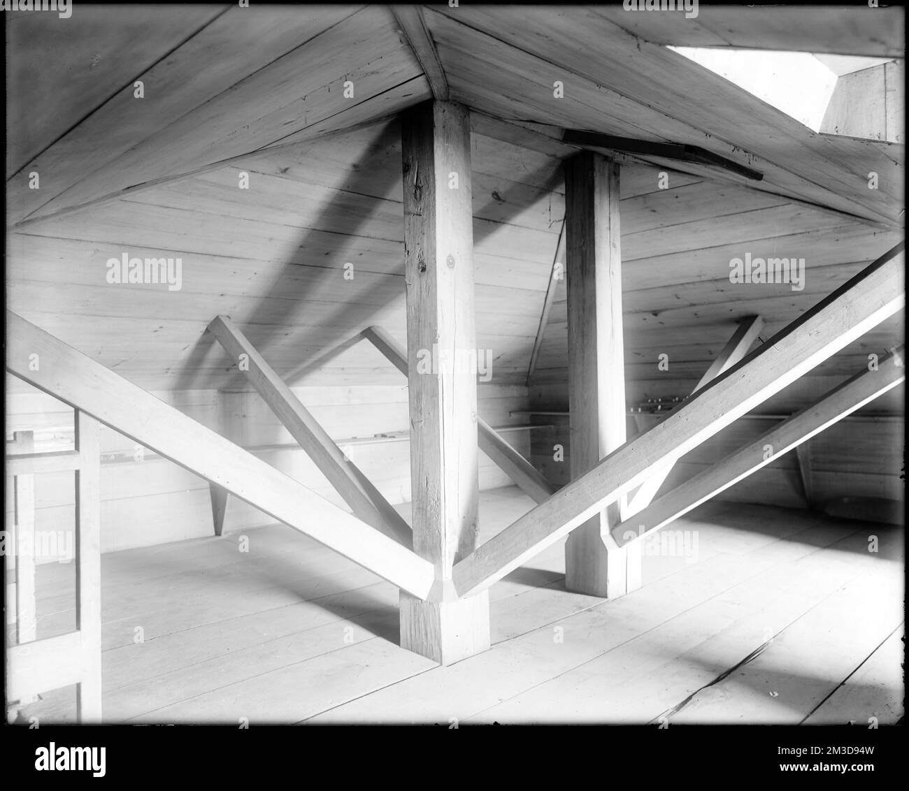 Jamaica Plain, 821 Centre Street, interior detail, beams, attic, Moses