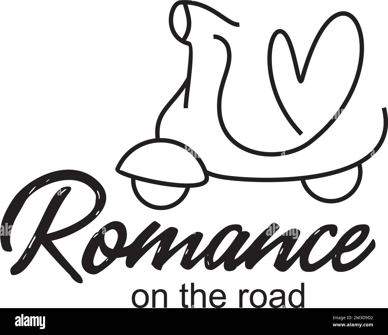 Scooter love line art vector logo design Stock Vector