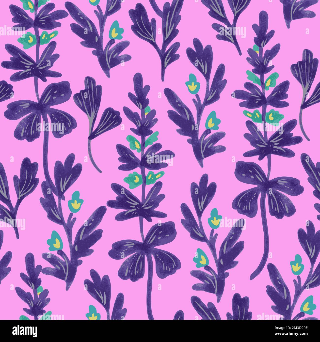 Vector seamless pattern with abstract hand drawn romantic floral elements for design and textile.  Stock Vector