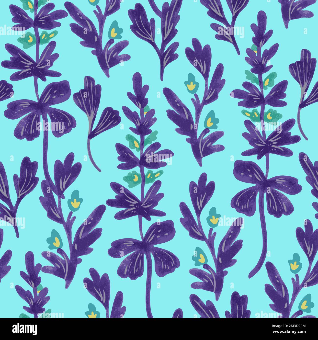 Vector seamless pattern with abstract hand drawn romantic floral ...