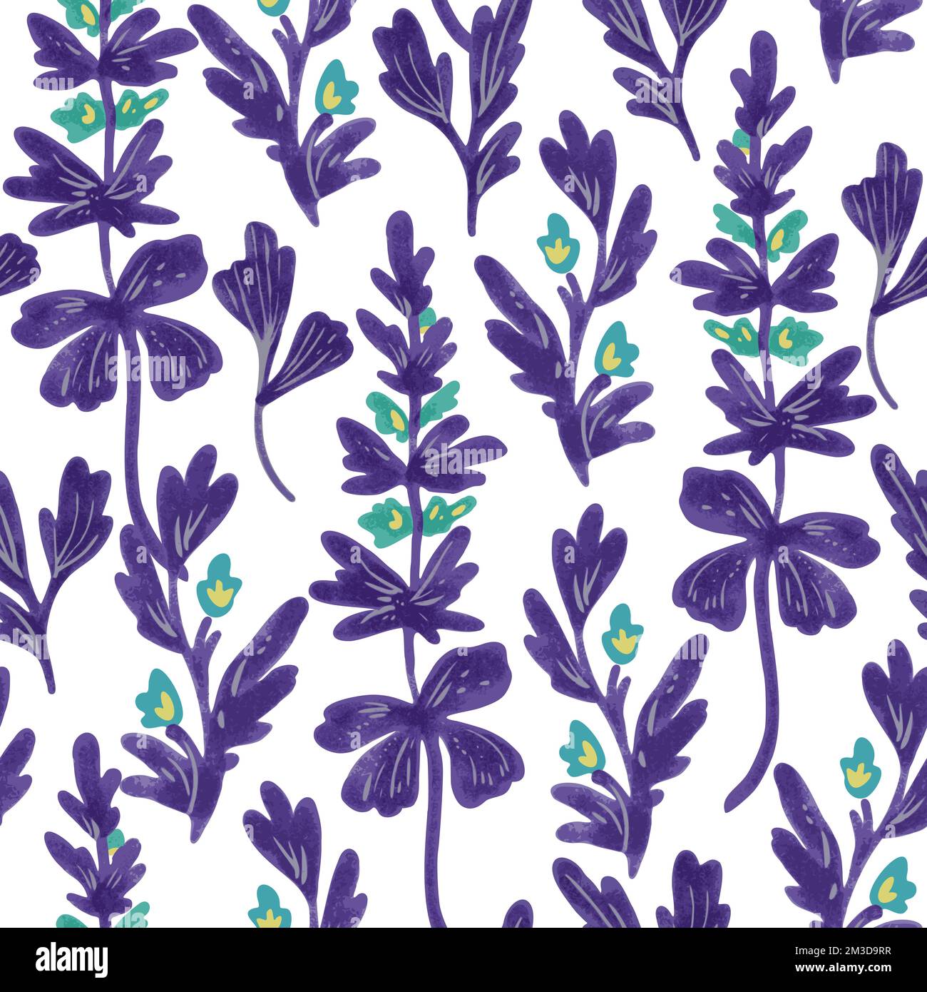 Vector seamless pattern with abstract hand drawn romantic floral elements for design and textile.  Stock Vector
