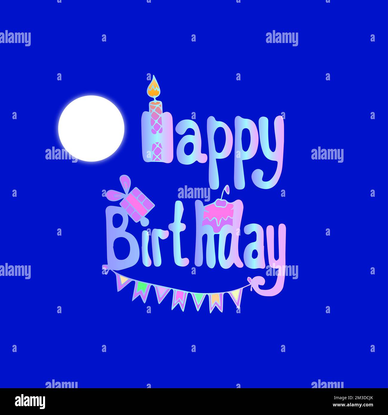 Happy birthday beautiful and colorful text design and blue background-01 Stock Photo