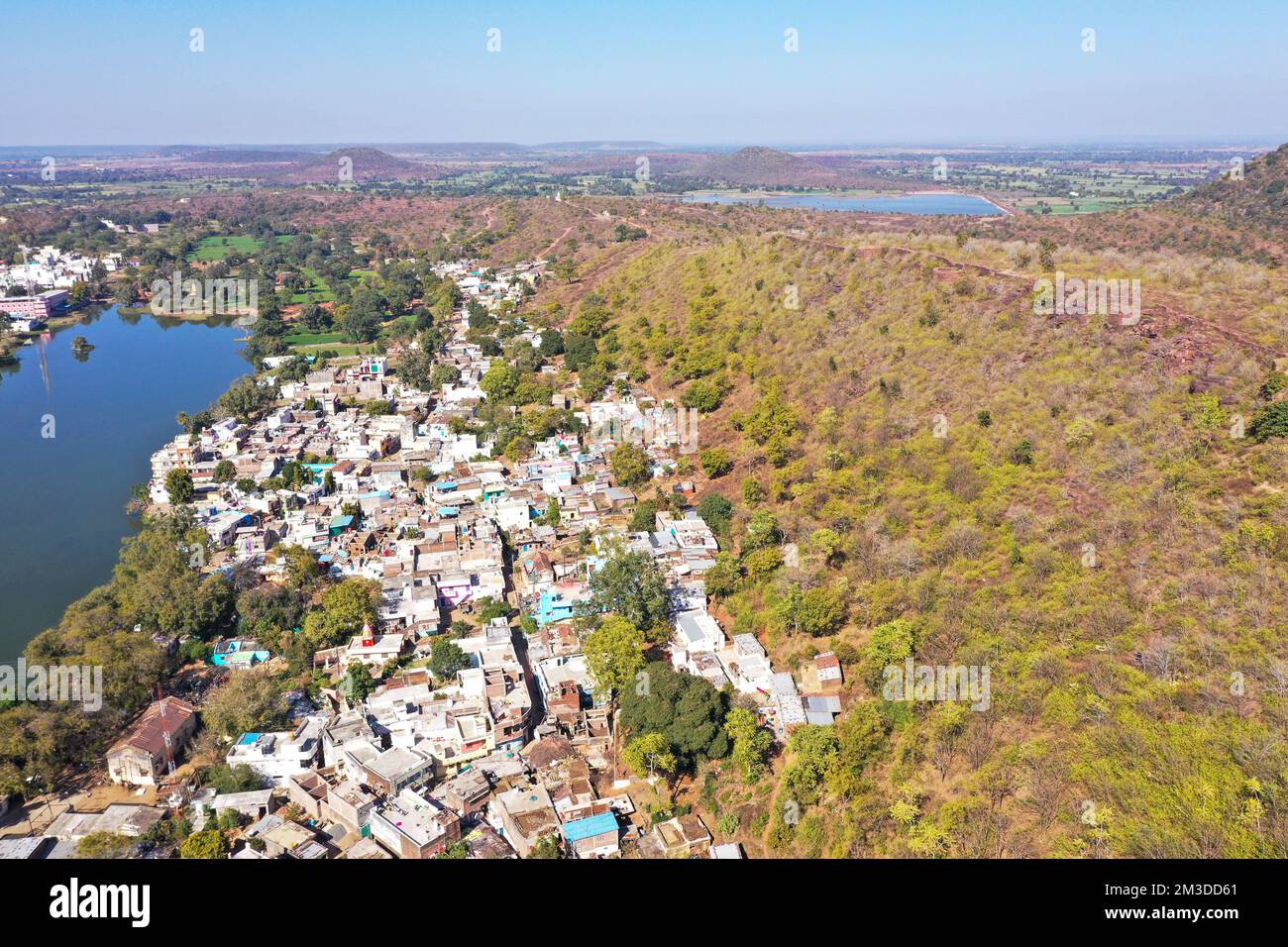 Aerial View of Narsinghgarh Fort and surrounding areas located in Madhya Pradesh, India Stock Photo