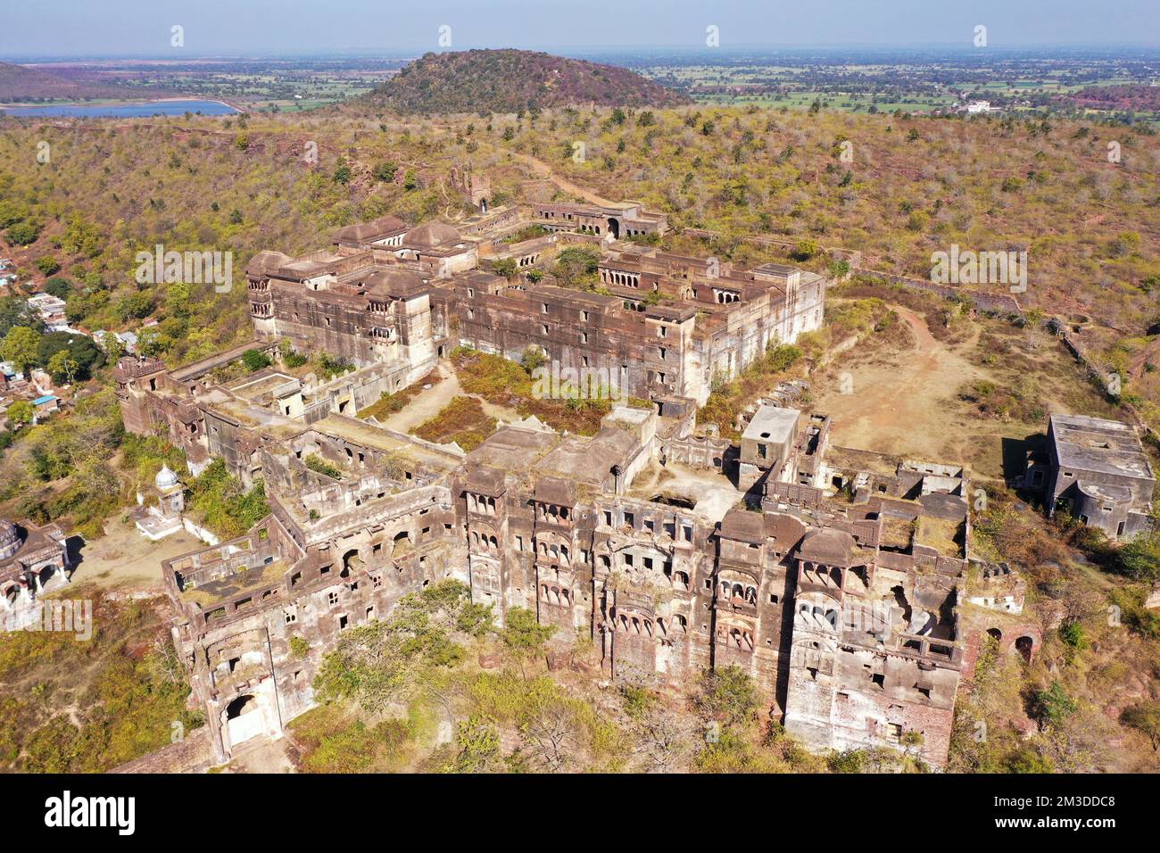 Aerial View of Narsinghgarh Fort and surrounding areas located in Madhya Pradesh, India Stock Photo