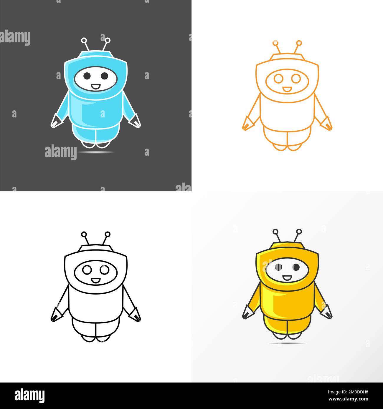 funny and unique robot with smiling sweetly image graphic icon logo design abstract concept vector stock. Can be used as a symbol related to tech Stock Vector