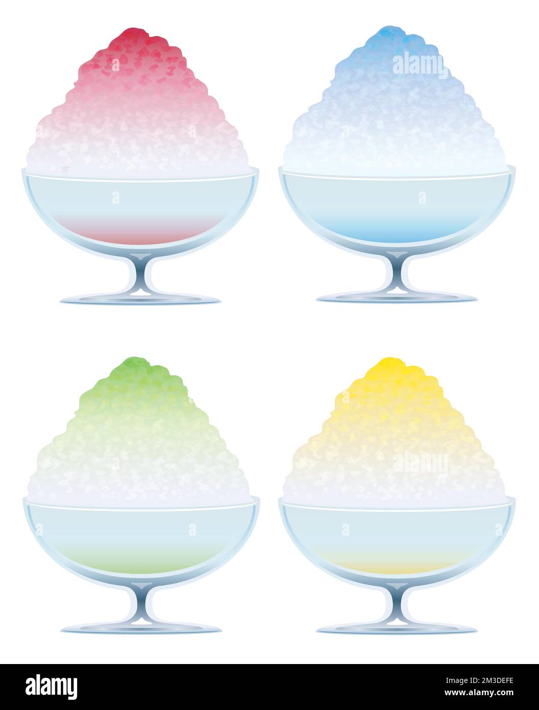Vector Shaved Ice Illustration Set Isolated On A White Background. Stock Vector