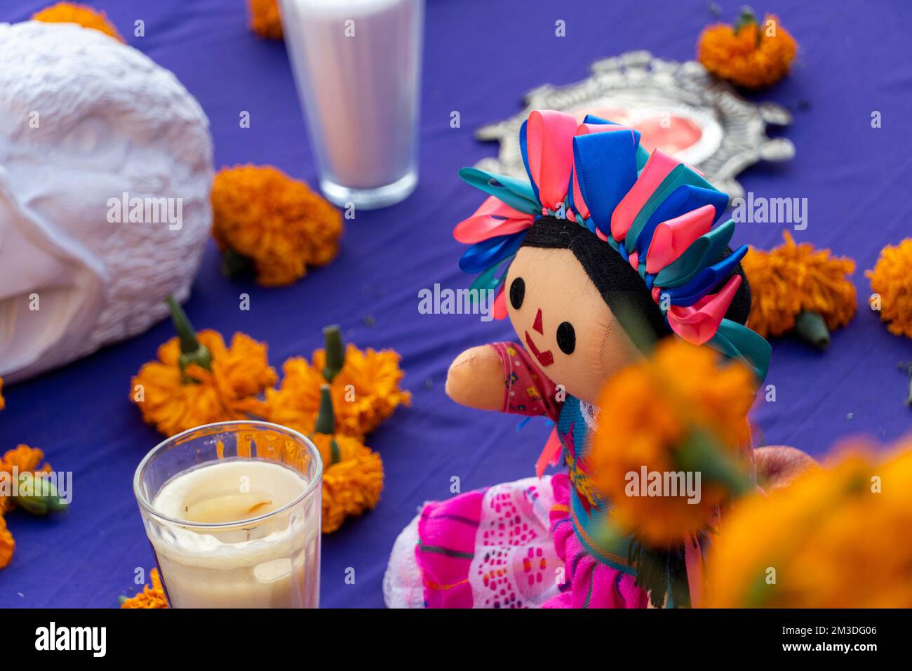 traditional toys in mexico on an altar for the day of the dead, Stock Photo