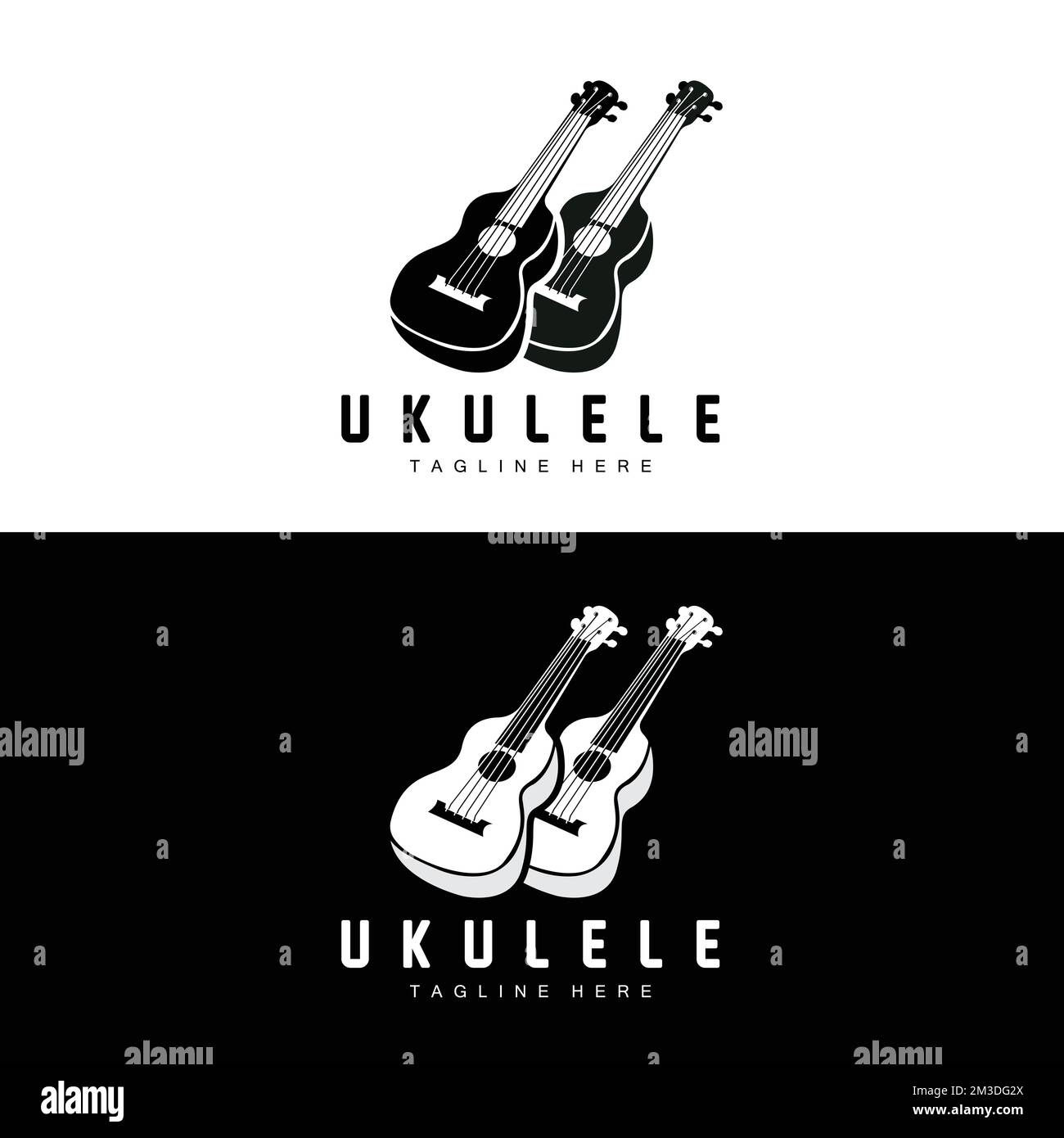 Minimalist Ukulele Music Logo Design, Ukulele Guitar Vector. Ukelele