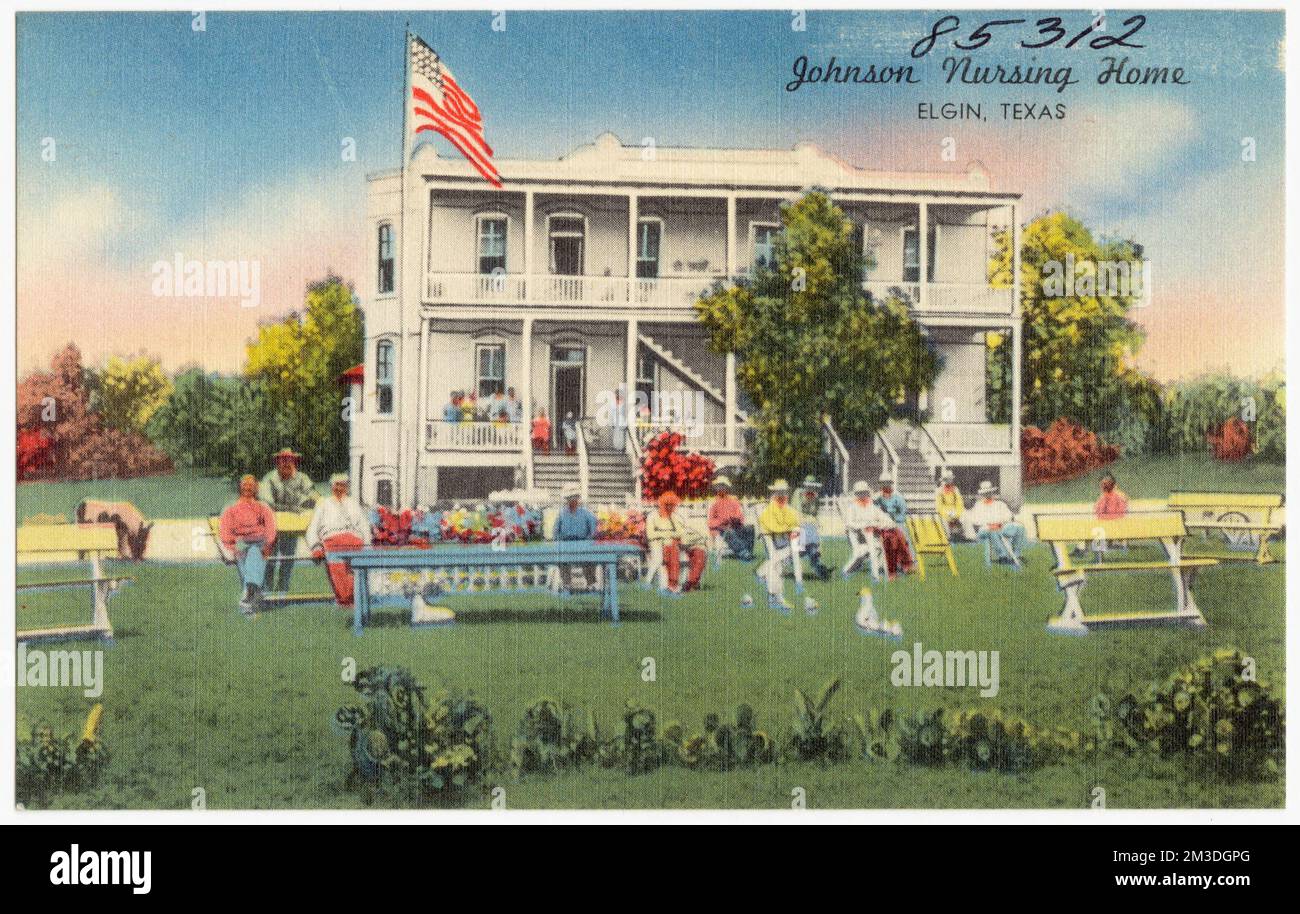 Johnson Nursing Home, Elgin, Texas , Tichnor Brothers Collection, postcards of the United States Stock Photo