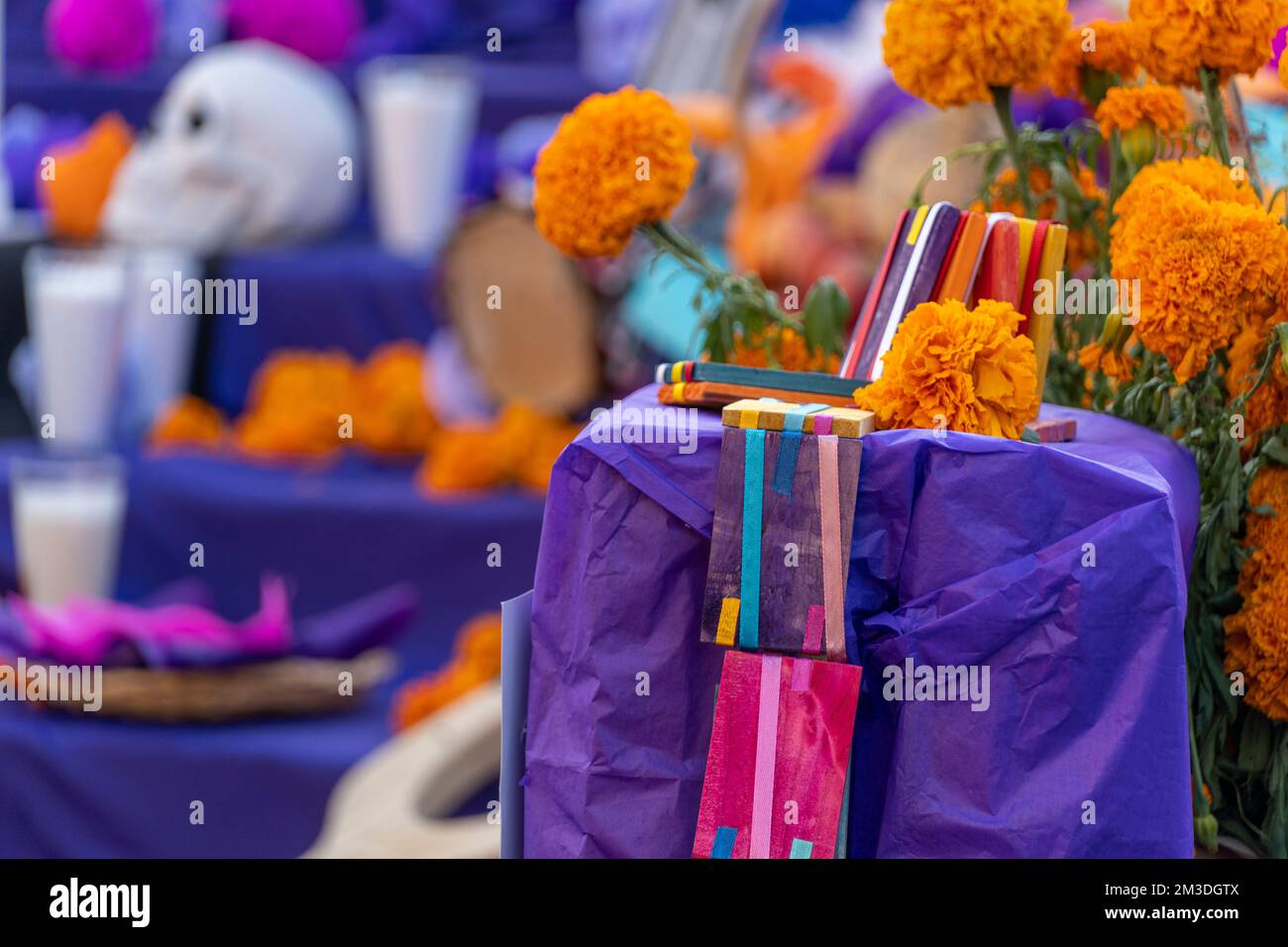 traditional toys in mexico on an altar for the day of the dead, Stock Photo