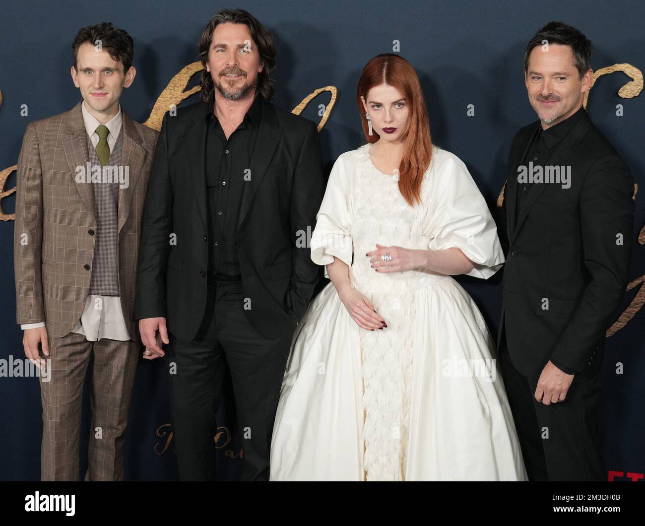 Los Angeles, USA. 14th Dec, 2022. (L-R) Harry Melling, Christian Bale, Lucy Boynton and Director Scott Cooper at THE PALE BLUE EYE Los Angeles Premiere held at the DGA Theater in Los Angeles, CA on Wednesday, ?December 14, 2022. (Photo By Sthanlee B. Mirador/Sipa USA) Credit: Sipa USA/Alamy Live News Stock Photo