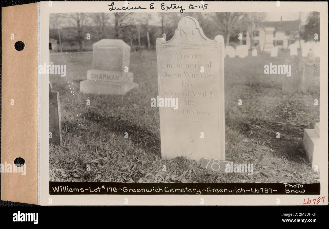 Joseph Williams Esquire, Greenwich Cemetery, Old section, lot 176