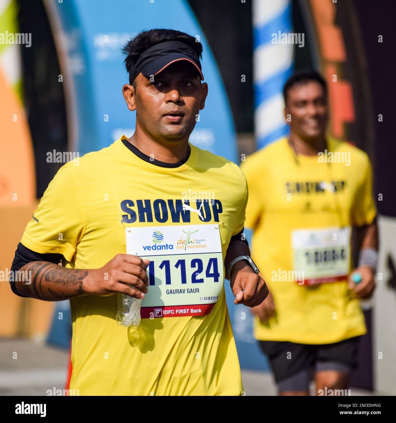 Delhi India March 6 2021 Runners in the Delhi Half Marathon. Airtel