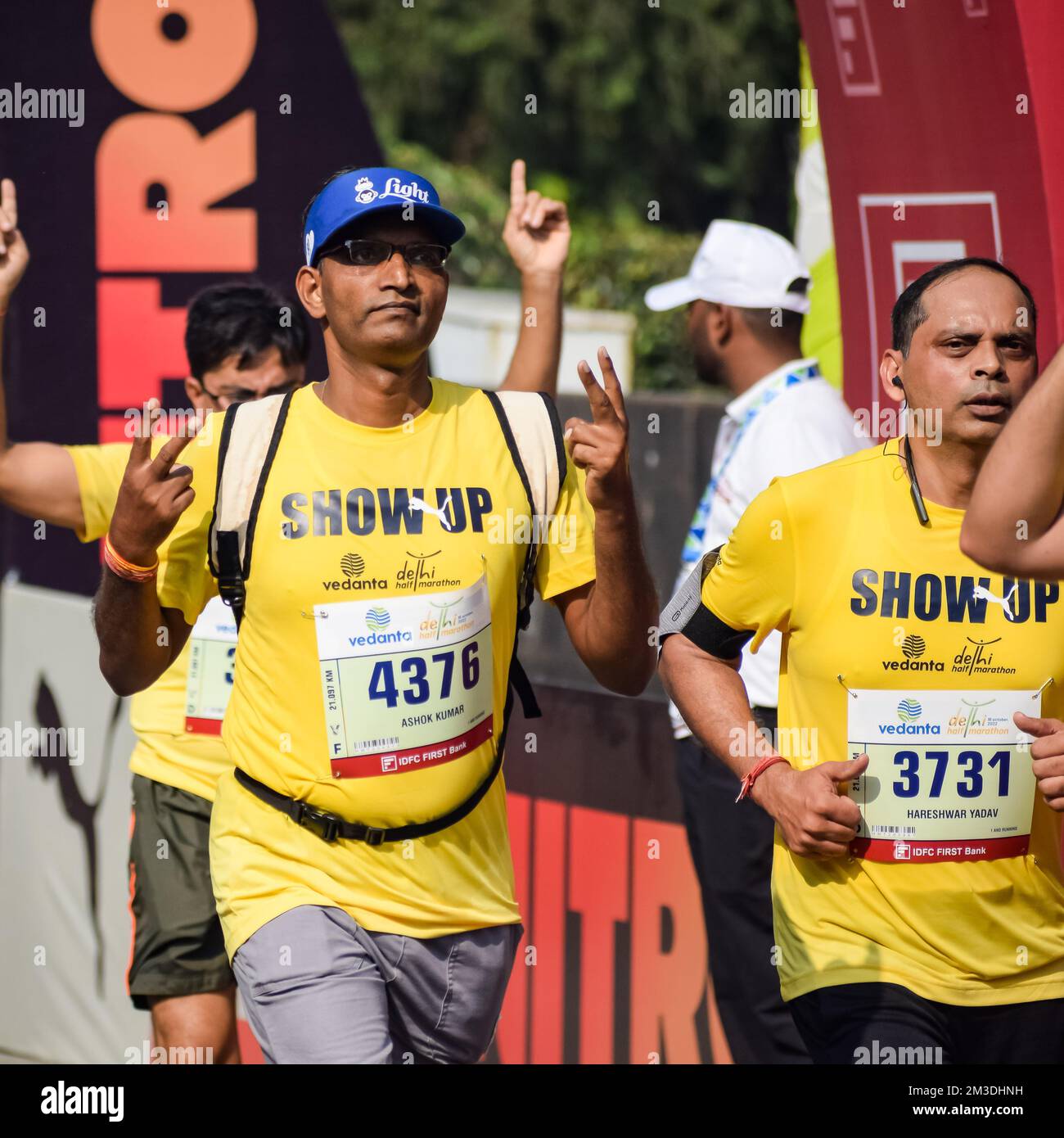 Delhi India March 6 2021 Runners in the Delhi Half Marathon. Airtel