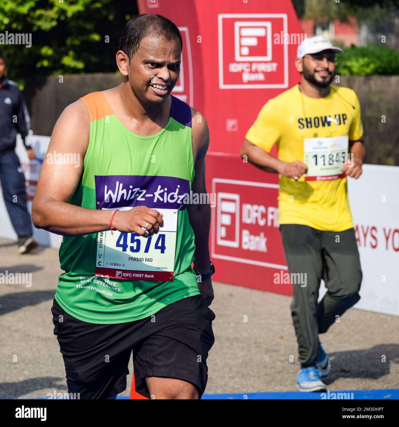 Delhi India March 6 2021 Runners in the Delhi Half Marathon. Airtel