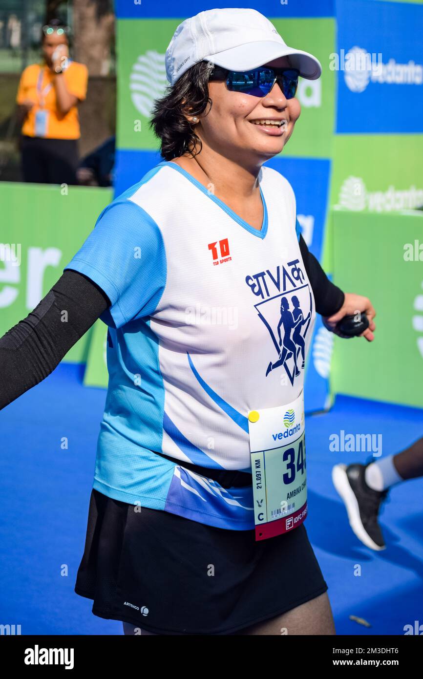 Delhi India March 6 2021 Runners in the Delhi Half Marathon. Airtel