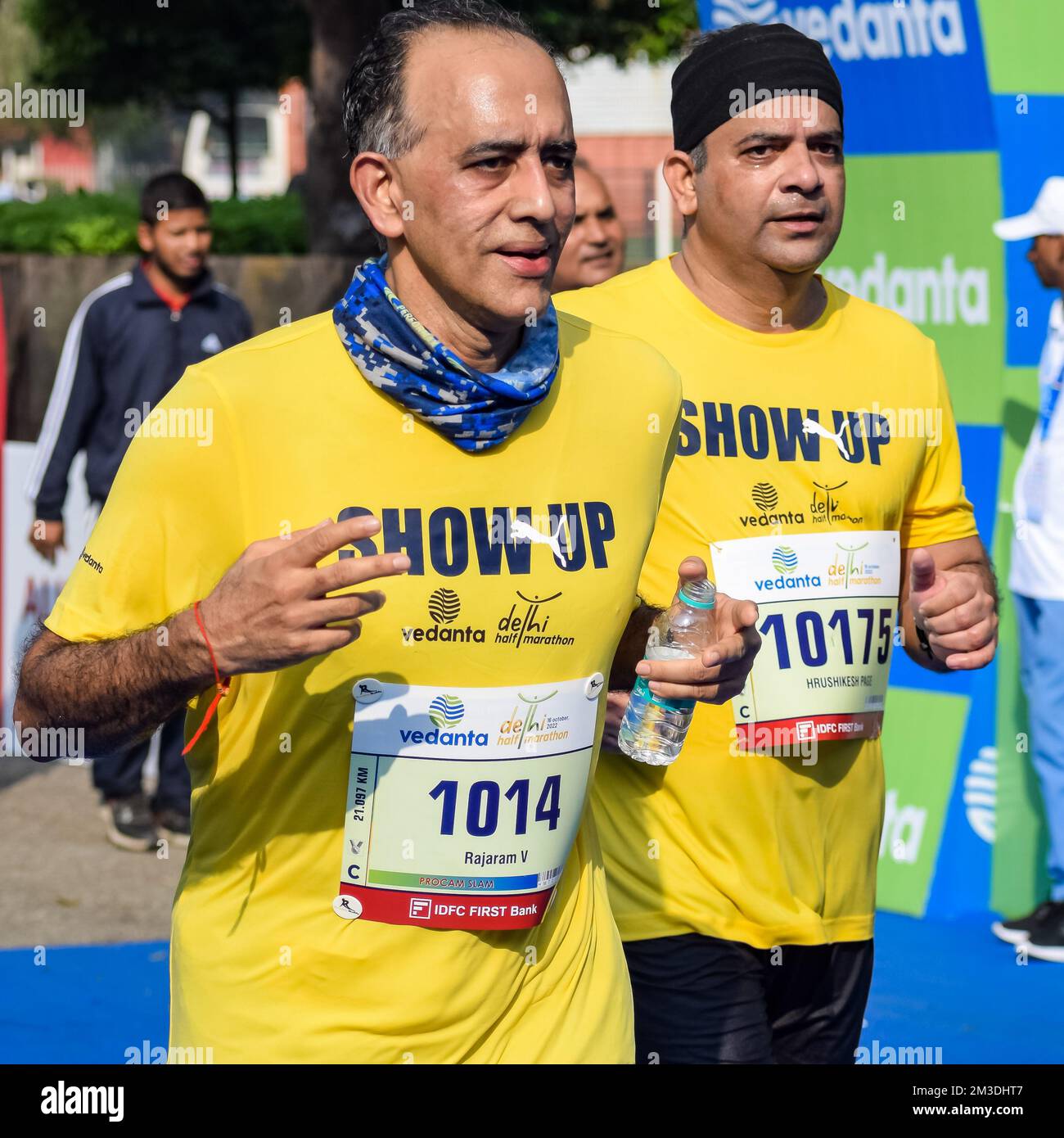 Delhi India March 6 2021 Runners in the Delhi Half Marathon. Airtel