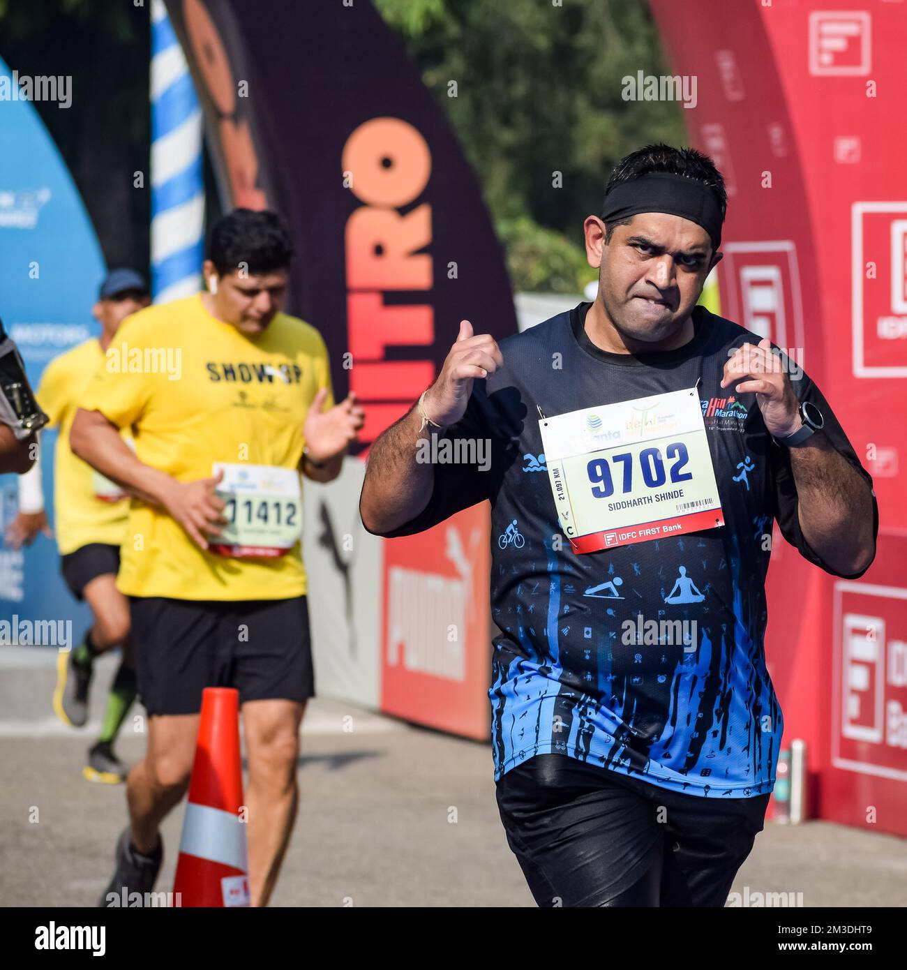 Delhi India March 6 2021 Runners in the Delhi Half Marathon. Airtel