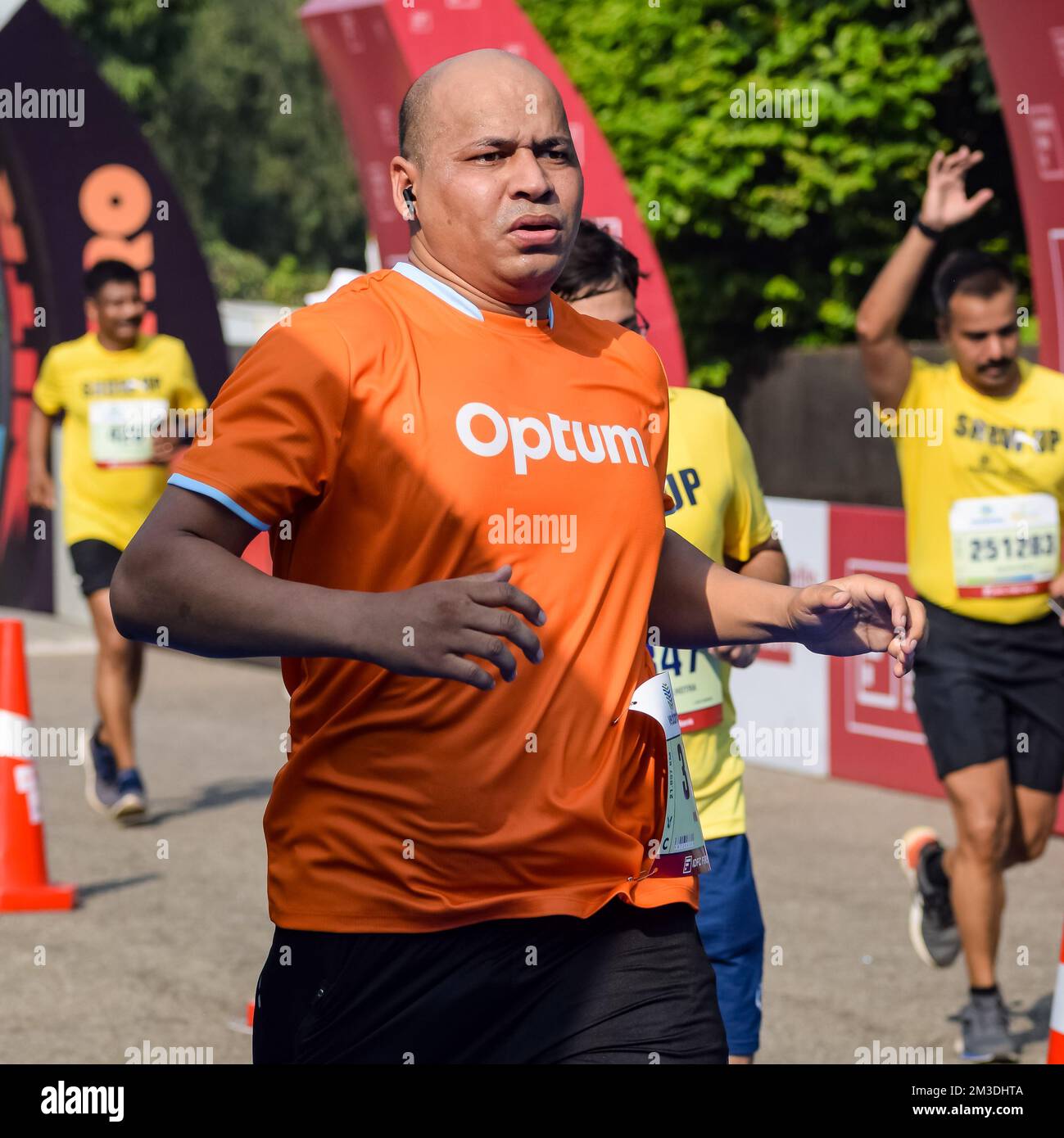 Delhi India March 6 2021 Runners in the Delhi Half Marathon. Airtel