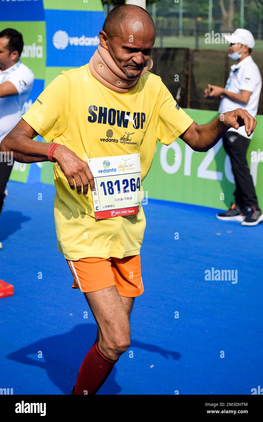 Delhi India March 6 2021 Runners in the Delhi Half Marathon. Airtel