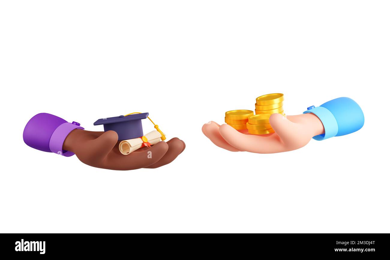 Scholarship, education loan concept with people hands with money and ...