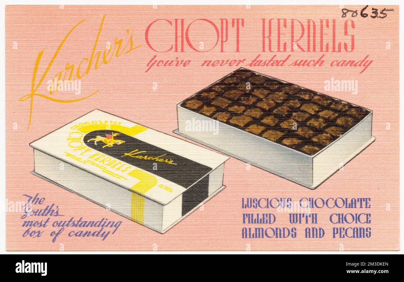 Karcher's Chopt Kernels , Tichnor Brothers Collection, postcards of the United States Stock Photo
