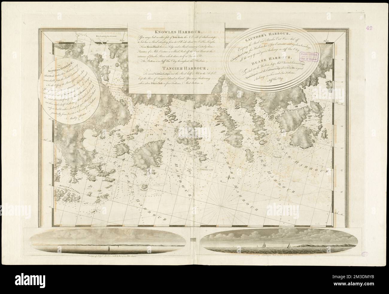 Keppell Harbour : Knowles Harbour ; Tangier Harbour ; Saunder's Harbour ; Deane Harbour , Nautical charts, Nova Scotia, Early works to 1800, Coasts, Nova Scotia, Maps, Early works to 1800, Nova Scotia, Maps, Early works to 1800 Norman B. Leventhal Map Center Collection Stock Photo