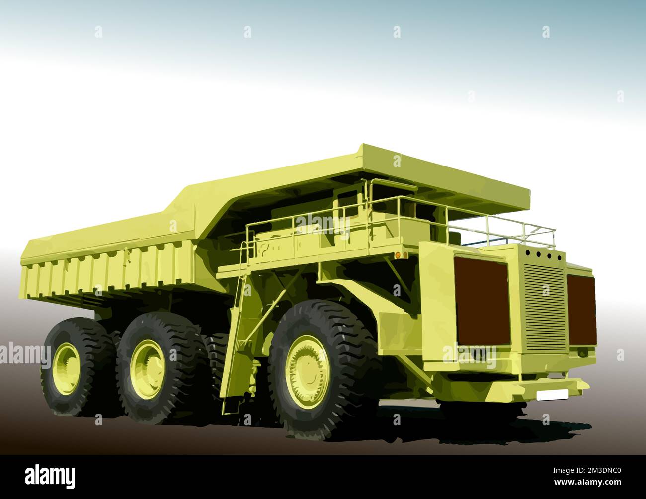 Heavy equipment yellow truck delivering materials to job site. 3d