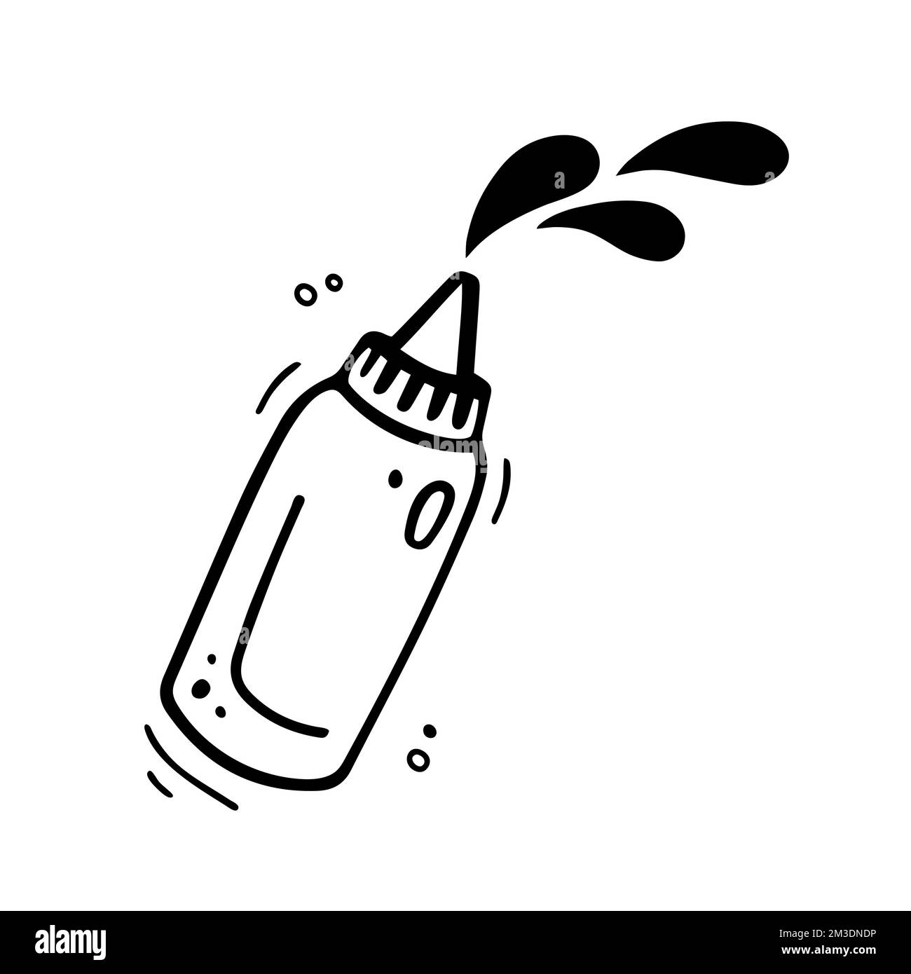Hand drawn mustard or ketchup bottle. Fast food illustration in doodle
