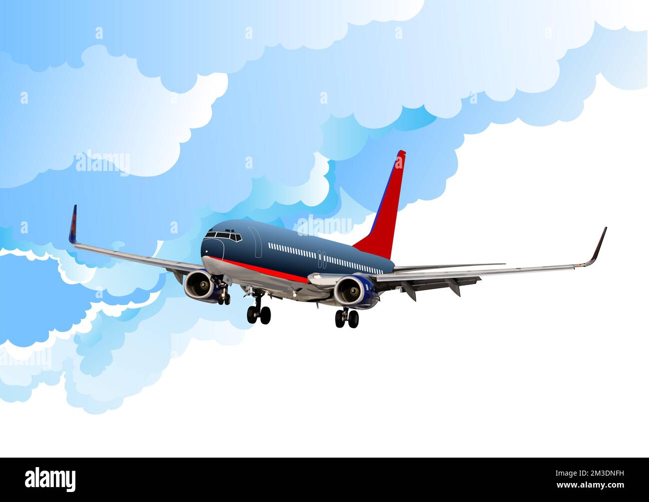 Airplane on the air. Landing Vector 3d illustration Stock Vector Image ...