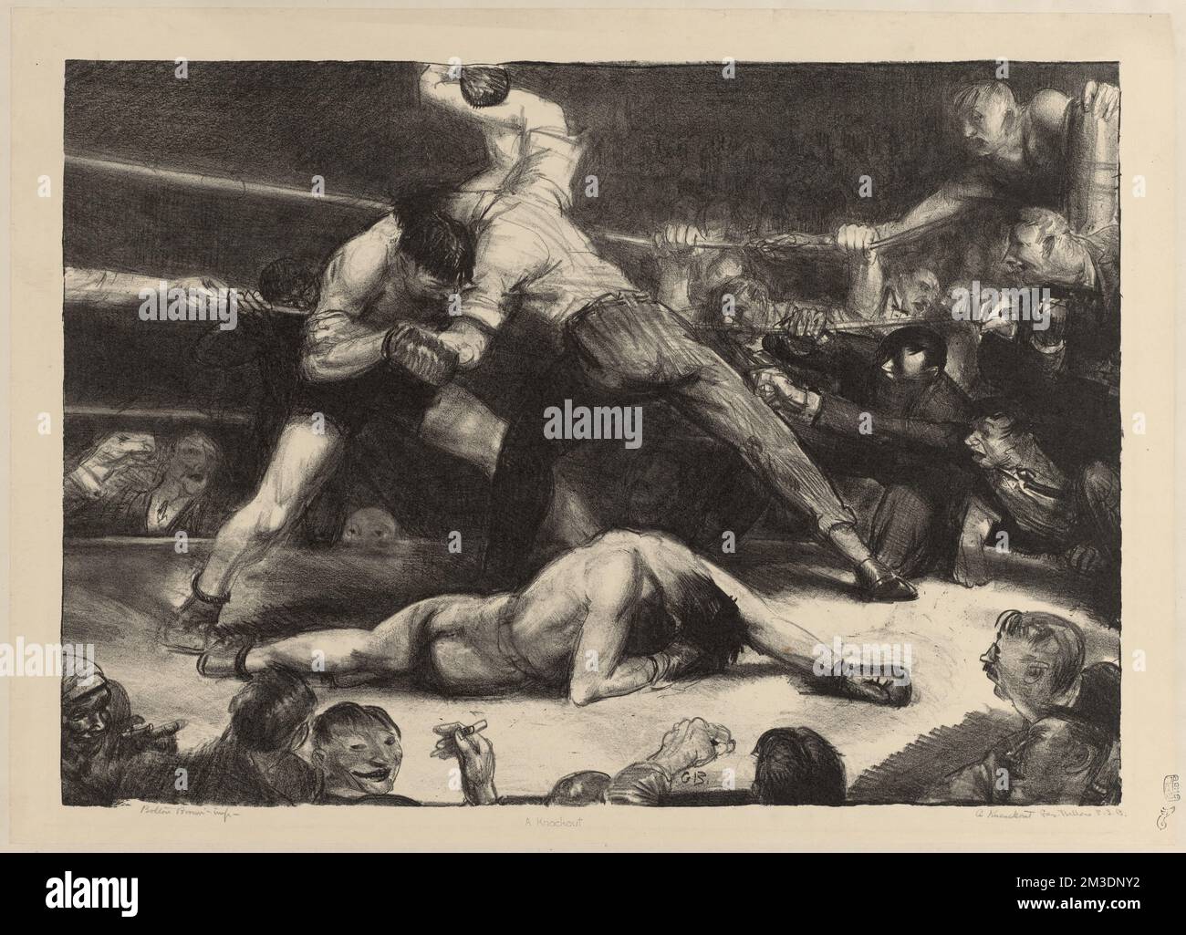 A knock-out, first state , Boxing, Boxers Sports, Sports spectators, Victories. George Bellows (1882-1925). Prints and Drawings Stock Photo