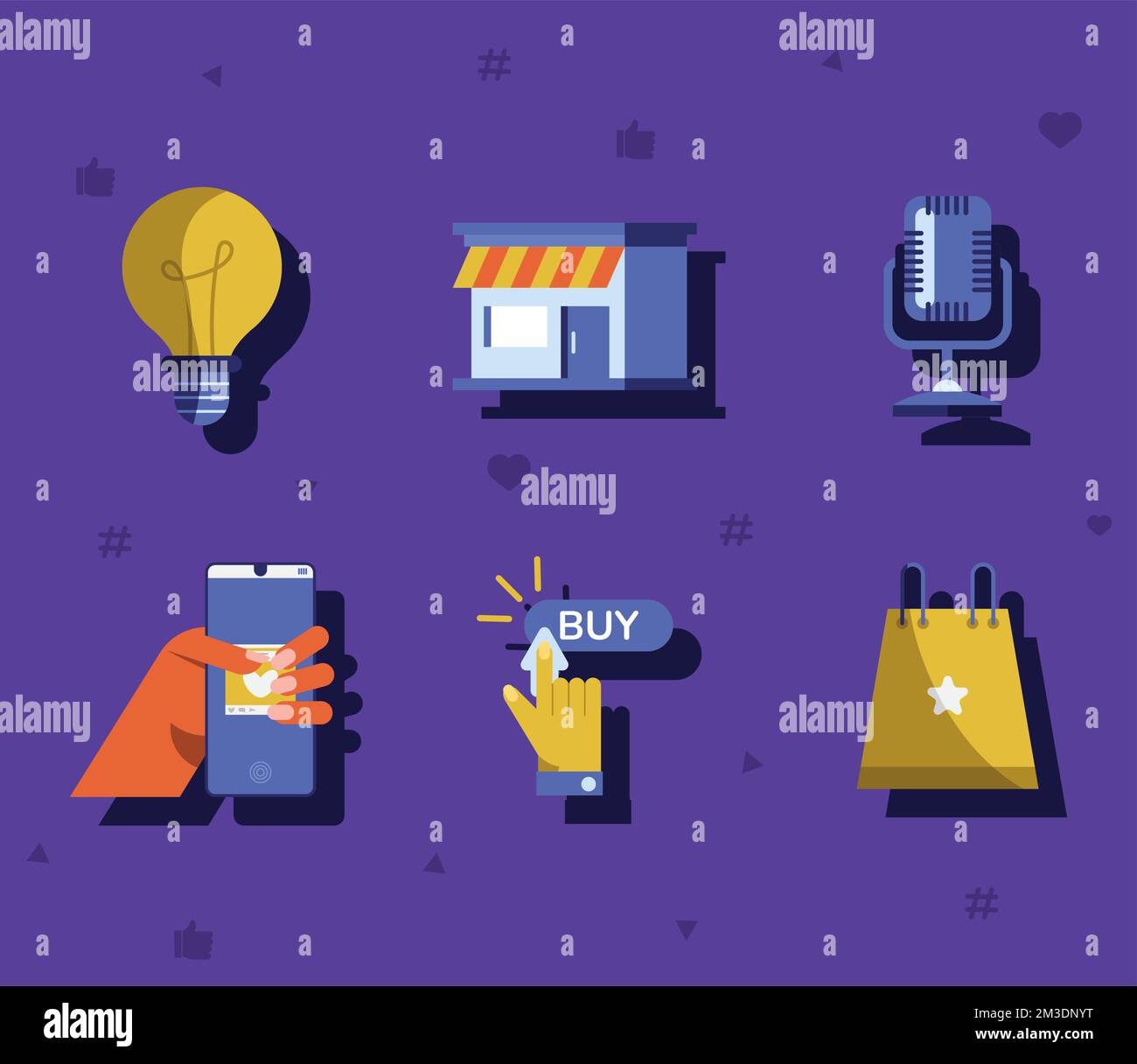 six social media marketing set icons Stock Vector Image & Art - Alamy