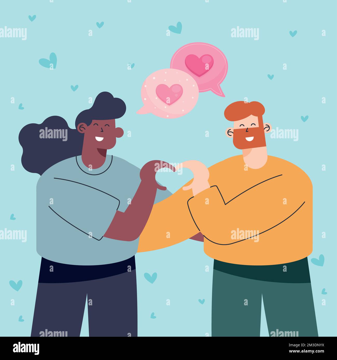 interracial lovers couple speaking characters Stock Vector Image & Art ...
