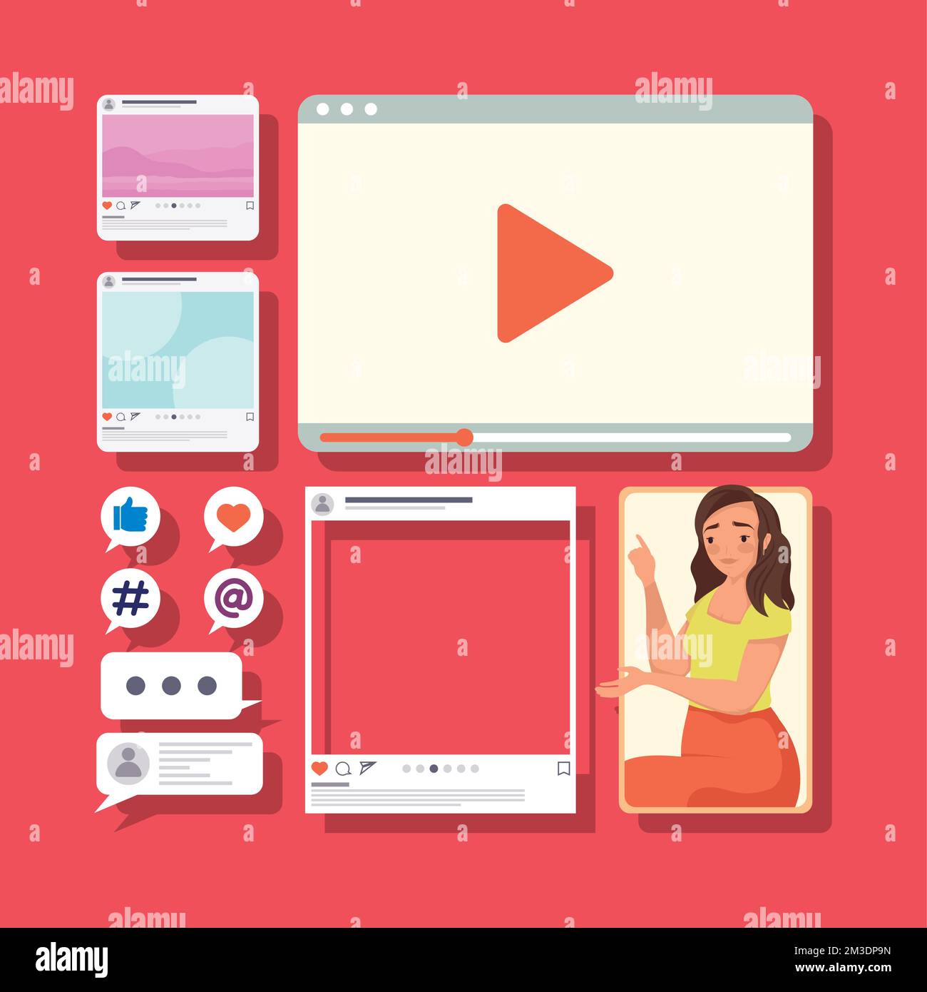 social media templates set icons Stock Vector Image & Art - Alamy